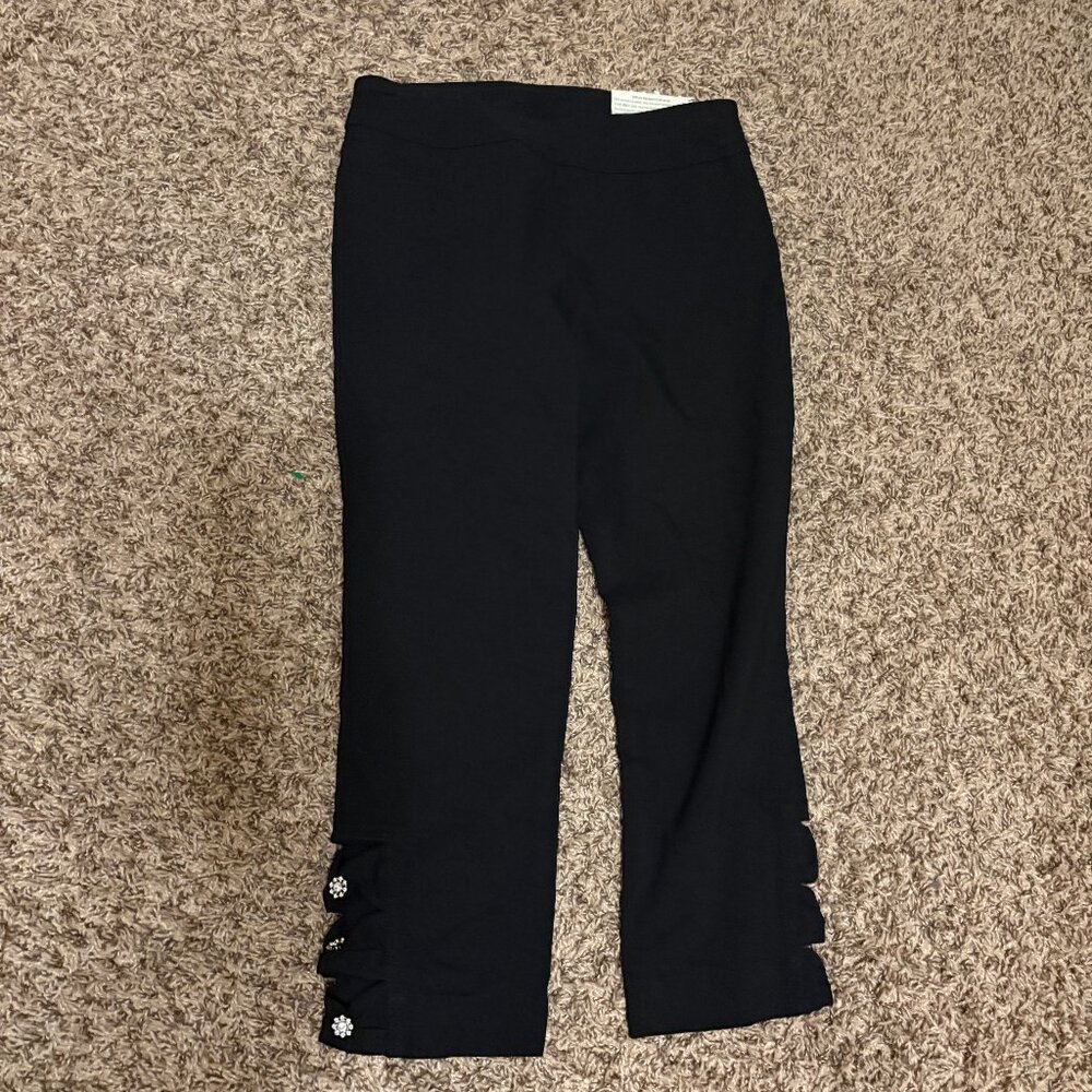 Soft Surroundings Straight Leg Capri pants PXS Petite Xtra Small 2P-4P Black NEW